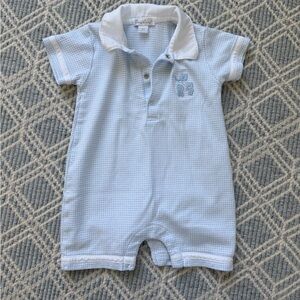 Kissy Kissy Light Blue Checkered Collared Baby Playsuit - 9 months
